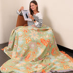 100% Cotton Floral Throw Blanket (Machine Washable)
