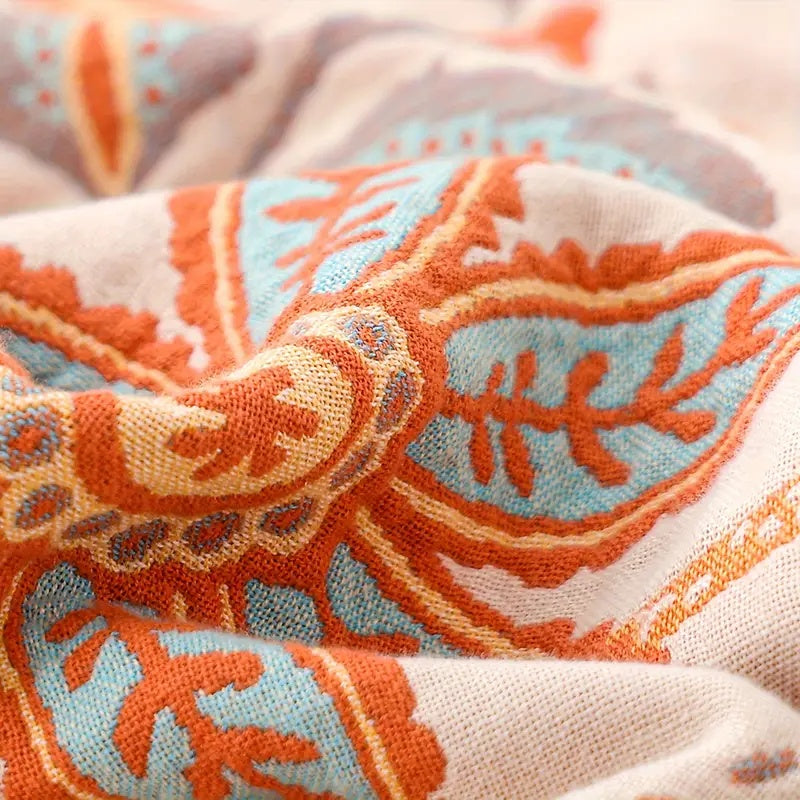 100% Cotton Floral Throw Blanket (Machine Washable)