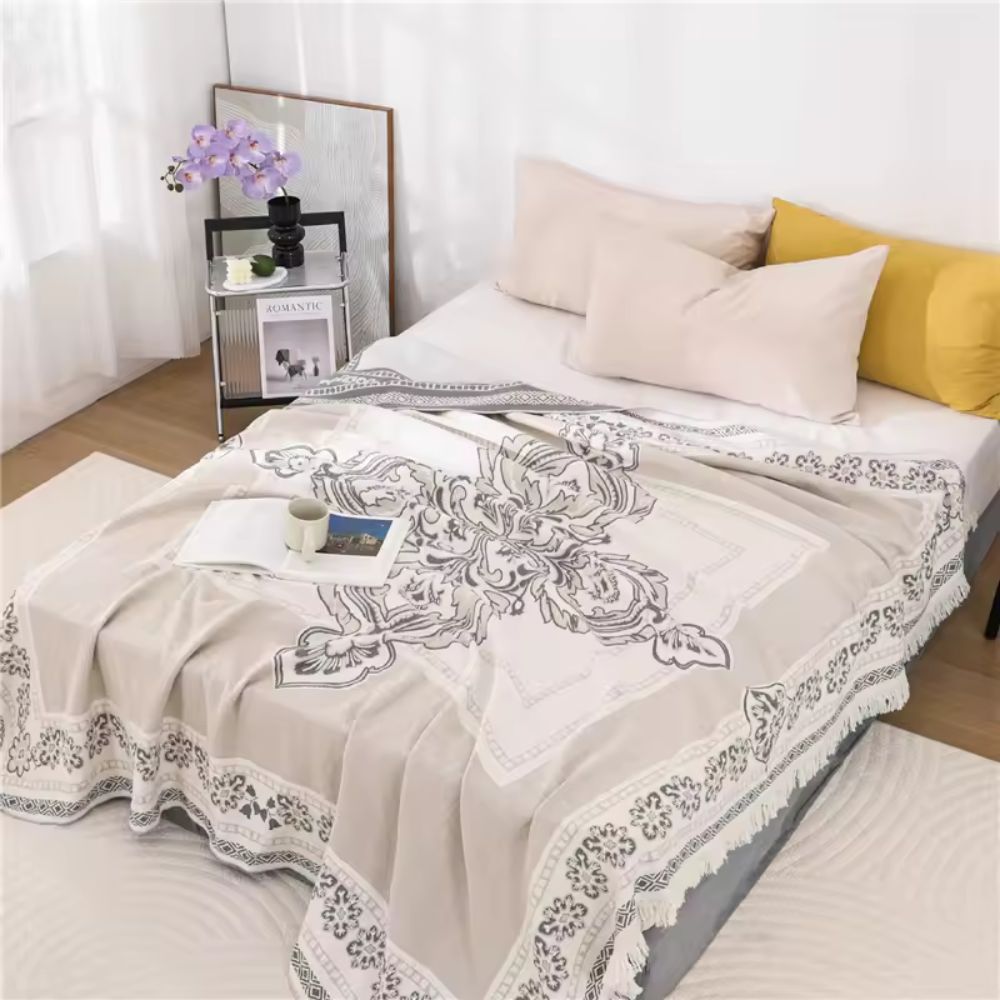 100% Cotton Fringed Boho Mandala Blanket