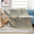 100% Cotton Jacquard Floral Throw Blanket
