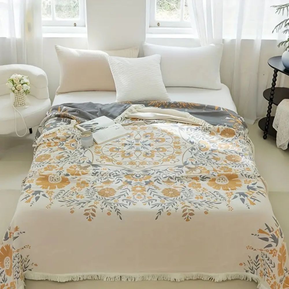 100% Cotton Reversible Floral Blanket (All-Season)
