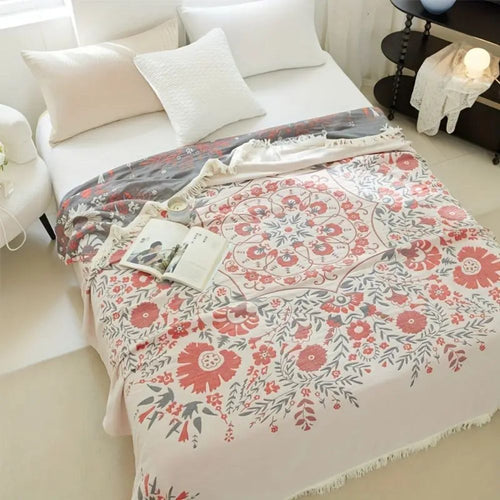 100% Cotton Reversible Floral Blanket (All-Season)