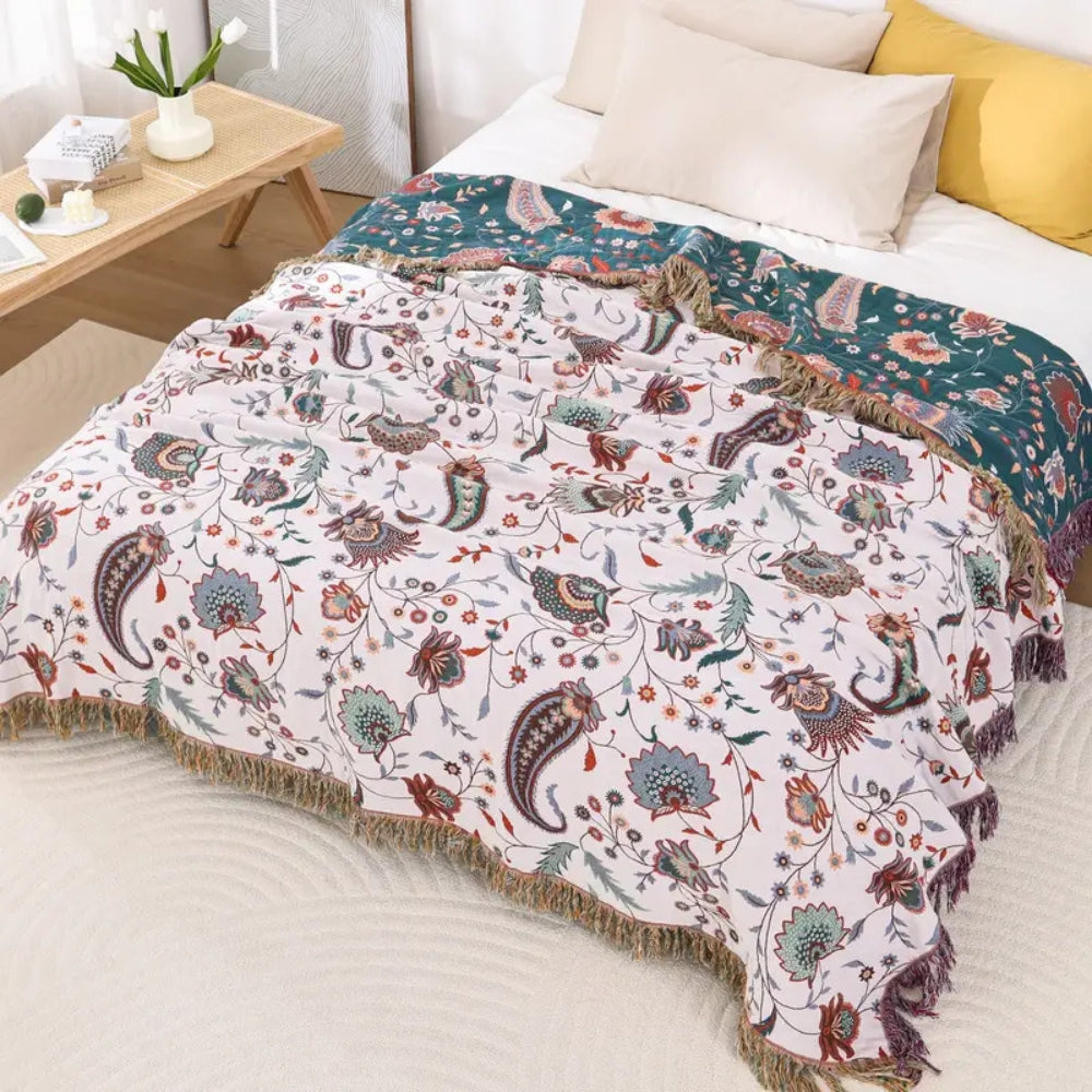 100% Cotton Reversible Floral Blanket (All-Season)