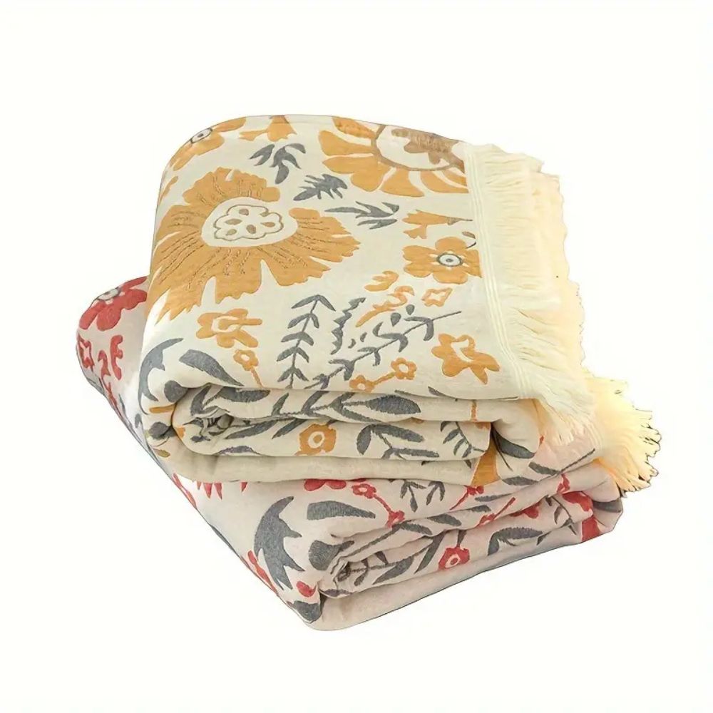 100% Cotton Reversible Floral Blanket (All-Season)