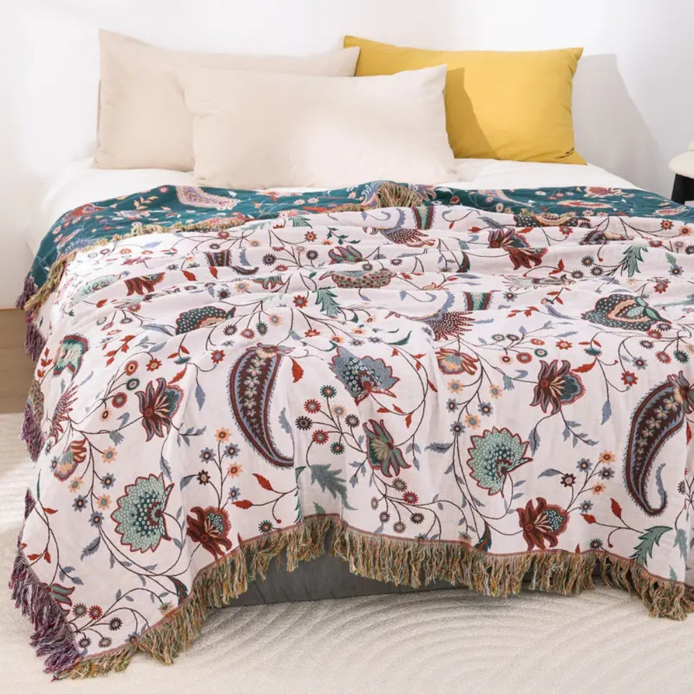 100% Cotton Reversible Floral Blanket (All-Season)