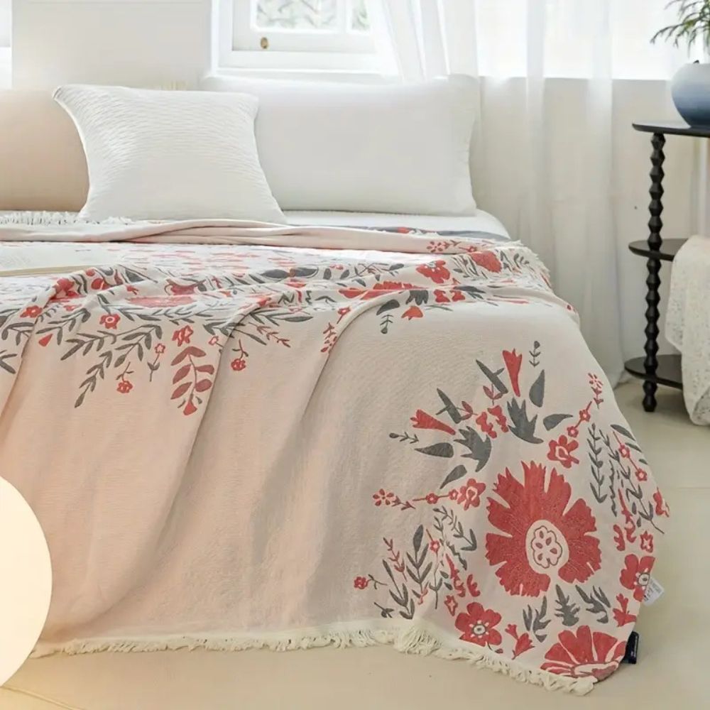 100% Cotton Reversible Floral Blanket (All-Season)
