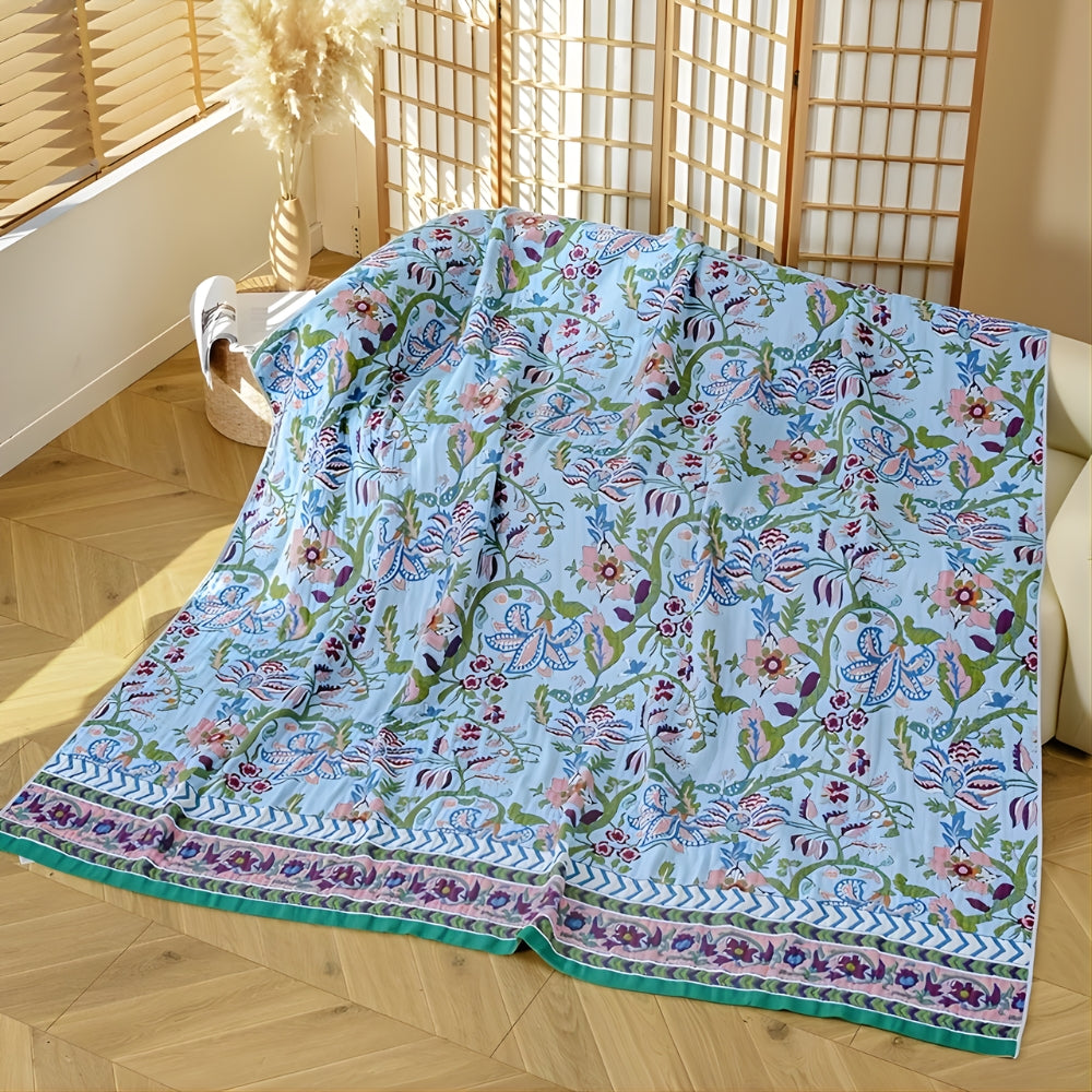 100% Cotton Reversible Floral Jacquard Blanket