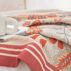 100% Cotton Reversible Floral Jacquard Blanket (98 x 98 in)