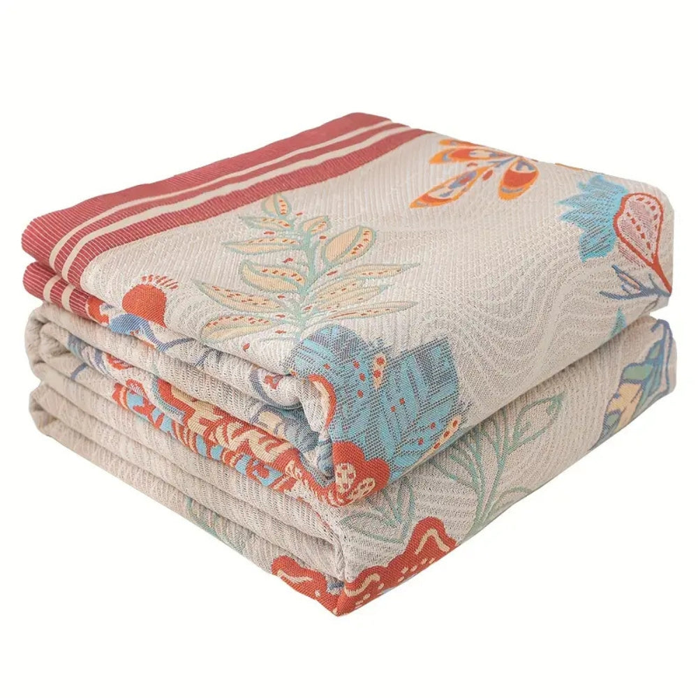 100% Cotton Reversible Floral Jacquard Blanket (98 x 98 in)