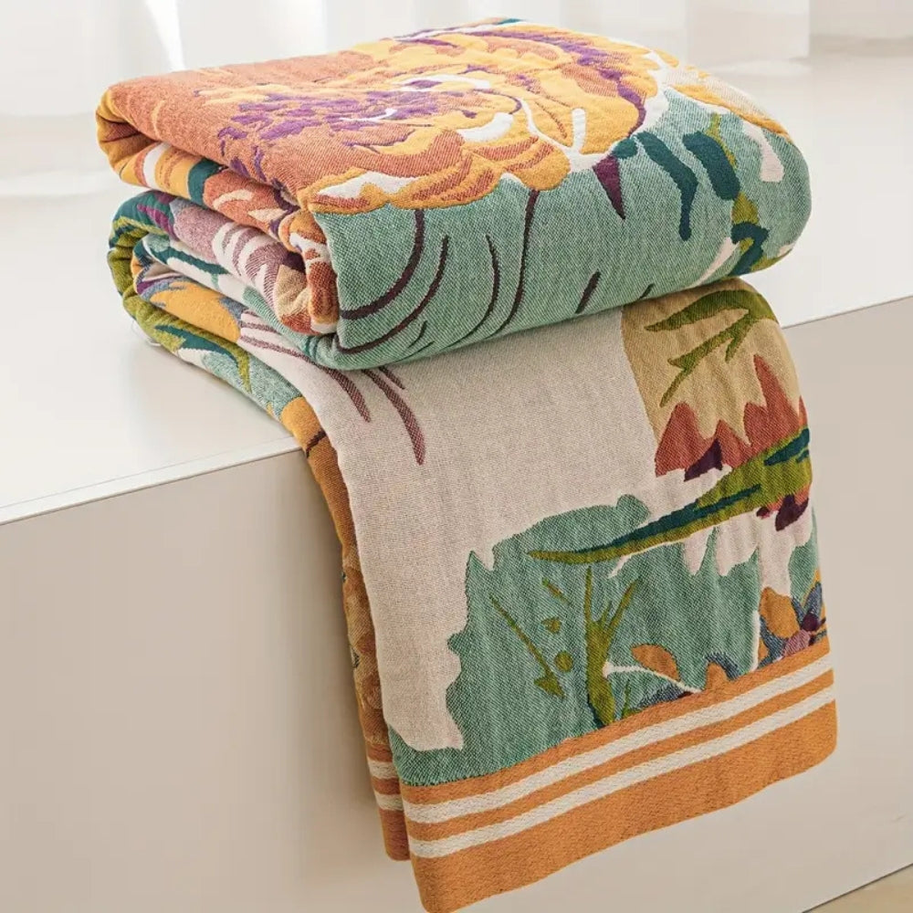 100% Cotton Reversible Jacquard Throw Blanket (79 x 90.5 in)