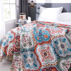 100% Cotton Reversible Moroccan Mosaic Blanket (Tassel Fringe)