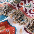 100% Cotton Reversible Moroccan Mosaic Blanket (Tassel Fringe)