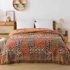 100% Cotton Reversible Tribal Patchwork Throw (Tassel Fringe)