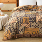 100% Cotton Reversible Tribal Patchwork Throw (Tassel Fringe)
