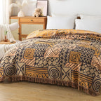 100% Cotton Reversible Tribal Patchwork Throw (Tassel Fringe)