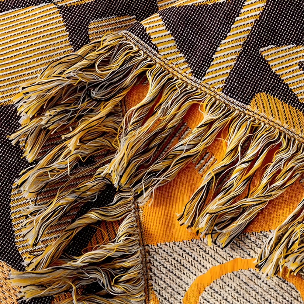 100% Cotton Reversible Tribal Patchwork Throw (Tassel Fringe)