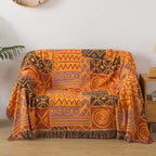 100% Cotton Reversible Tribal Patchwork Throw (Tassel Fringe)