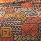 100% Cotton Reversible Tribal Patchwork Throw (Tassel Fringe)