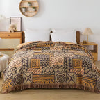 100% Cotton Reversible Tribal Patchwork Throw (Tassel Fringe)