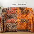 100% Cotton Reversible Tribal Patchwork Throw (Tassel Fringe)
