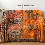 100% Cotton Reversible Tribal Patchwork Throw (Tassel Fringe)
