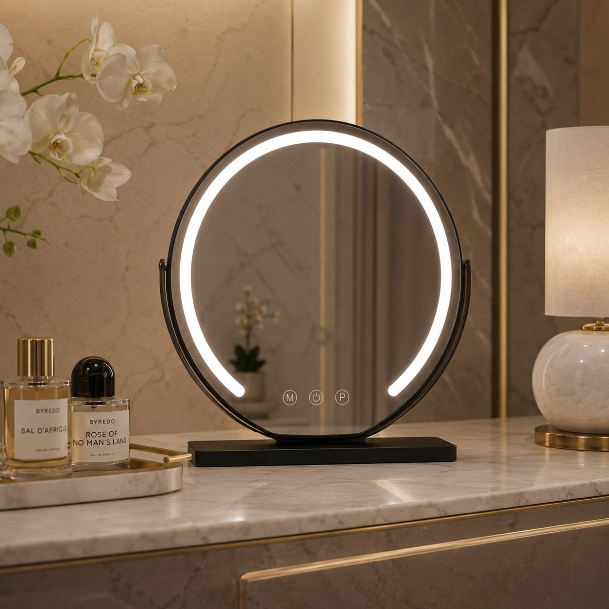 15x Magnification & 3-Color LED Vanity Mirror (360° Swivel)