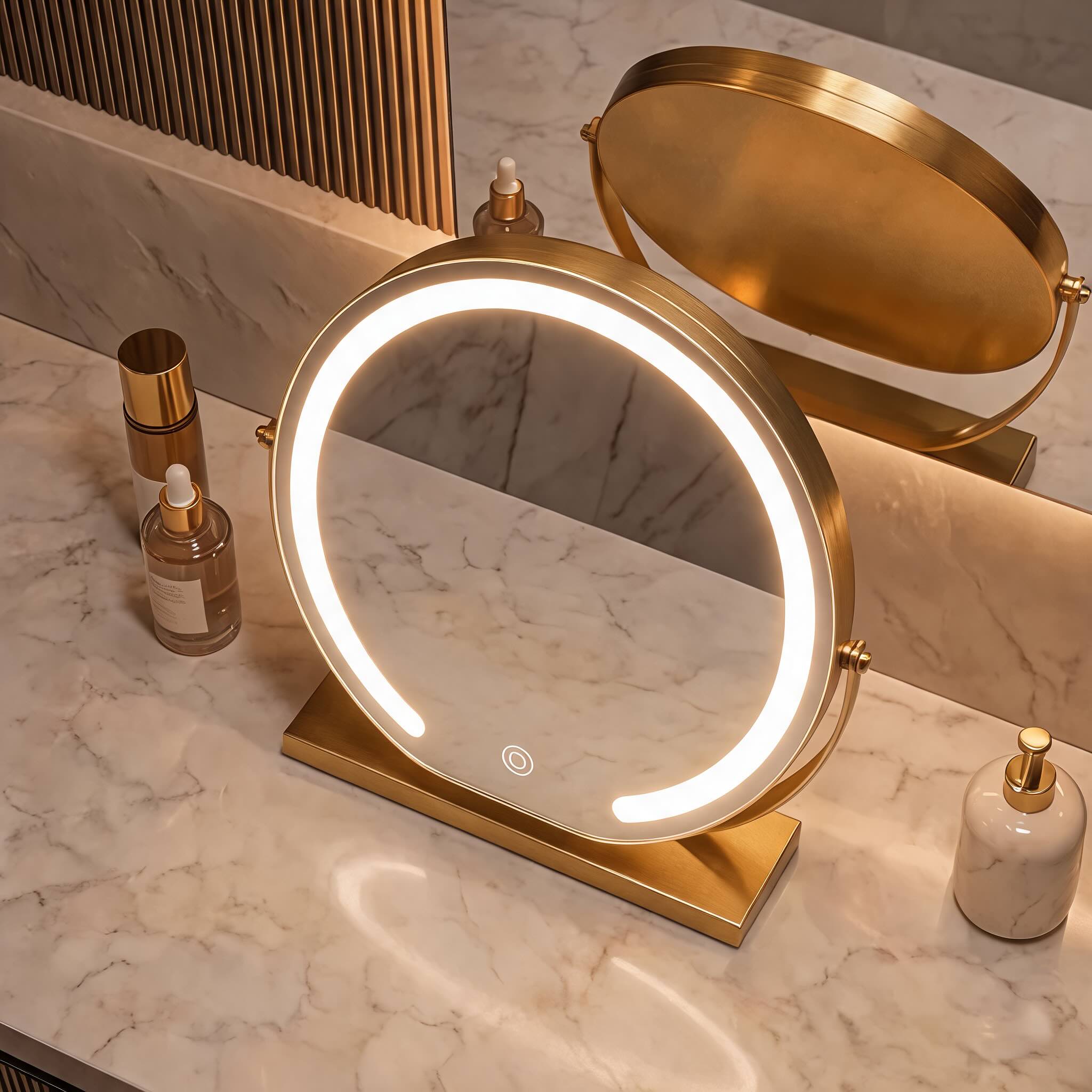 15x Magnification & 3-Color LED Vanity Mirror (360° Swivel)