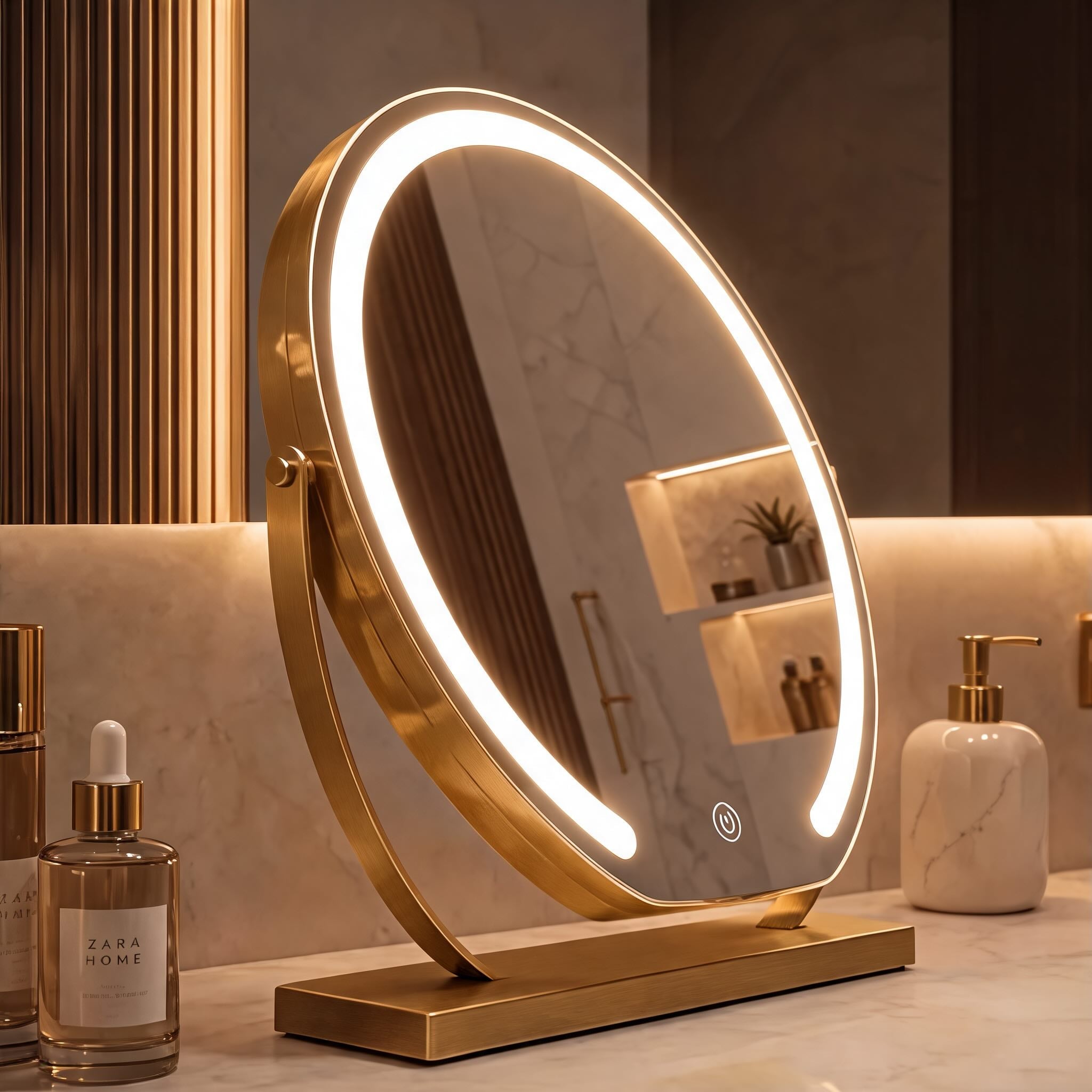 15x Magnification & 3-Color LED Vanity Mirror (360° Swivel)