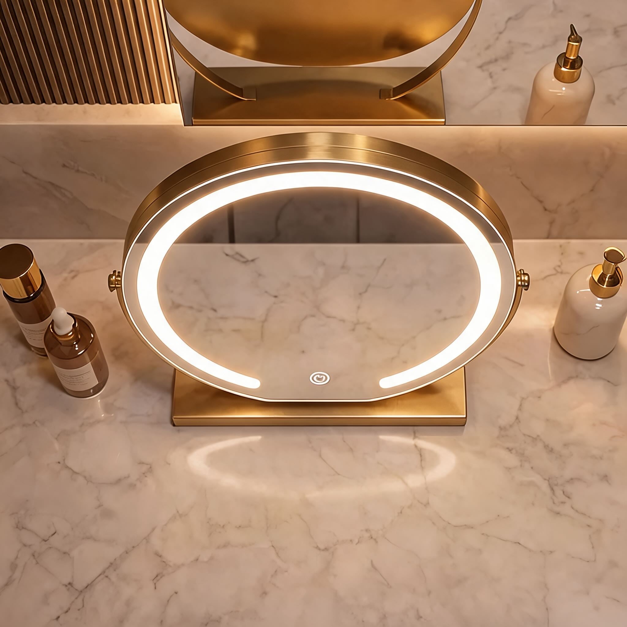 15x Magnification & 3-Color LED Vanity Mirror (360° Swivel)
