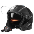 3/4 Open-Face Motorcycle Helmet Dual-Lens Anti-Fog Visor ABS Shell