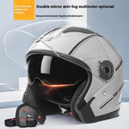 3/4 Open-Face Motorcycle Helmet Dual-Lens Anti-Fog Visor ABS Shell
