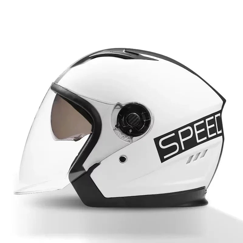 3/4 Open-Face Motorcycle Helmet Dual-Lens Anti-Fog Visor ABS Shell