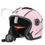 3/4 Open-Face Motorcycle Helmet Dual-Lens Anti-Fog Visor ABS Shell