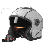 3/4 Open-Face Motorcycle Helmet Dual-Lens Anti-Fog Visor ABS Shell