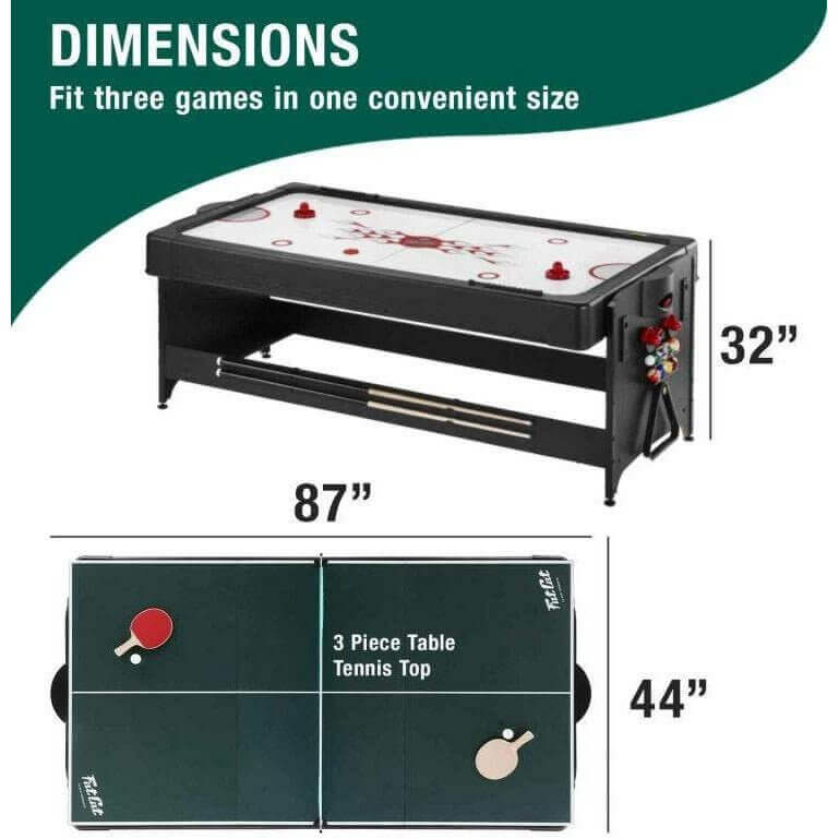 3-In-1 Game Table Billiards Air Hockey & Table Tennis