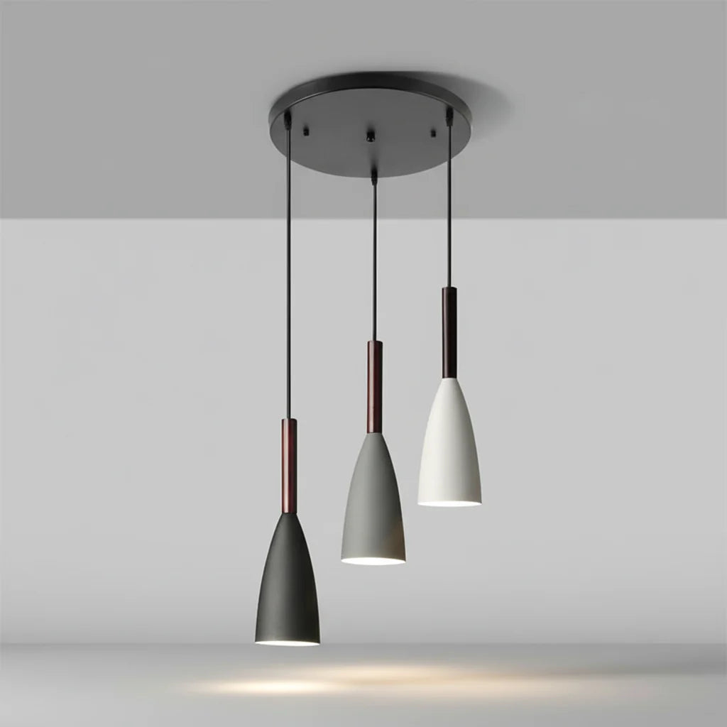 3-Light Pendant Light Wood Accents Height Adjustable Dimmable