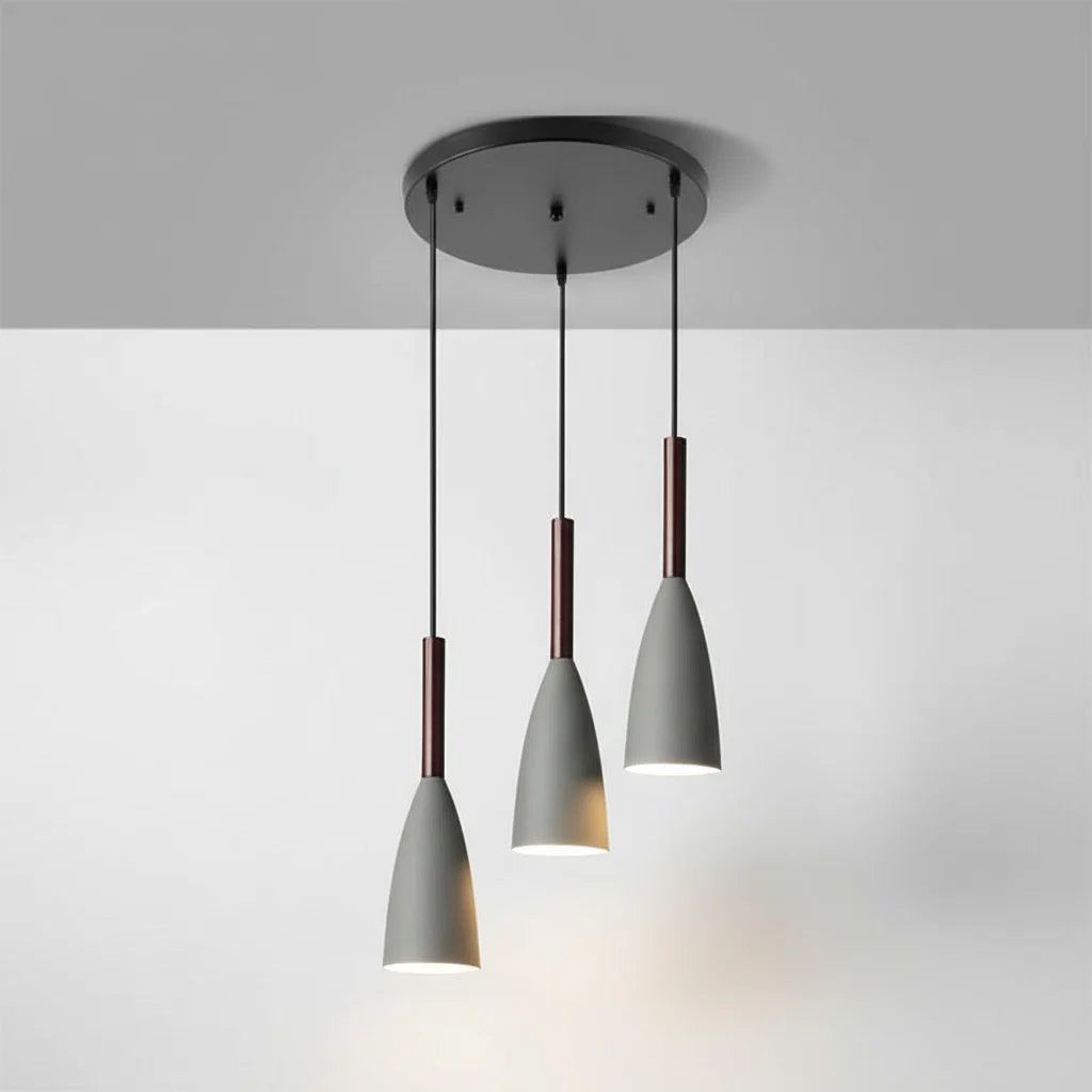 3-Light Pendant Light Wood Accents Height Adjustable Dimmable