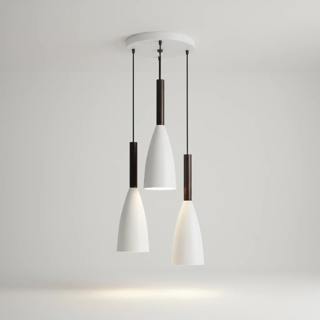 3-Light Pendant Light Wood Accents Height Adjustable Dimmable