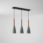 3-Light Pendant Light Wood Accents Height Adjustable Dimmable