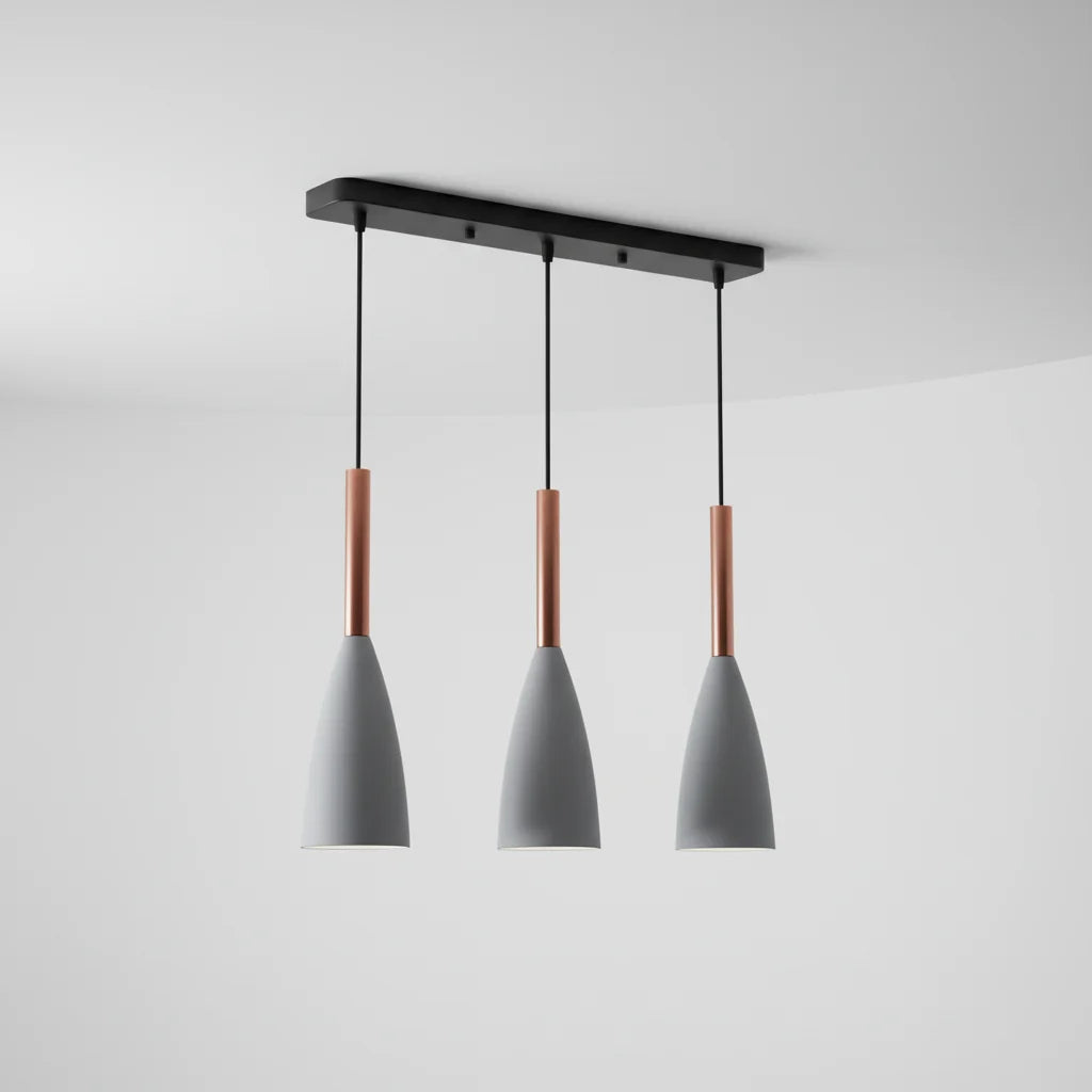 3-Light Pendant Light Wood Accents Height Adjustable Dimmable