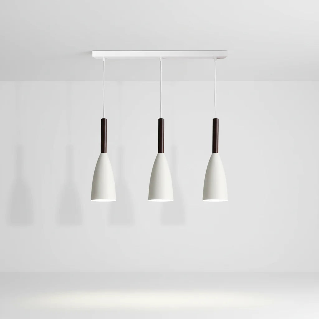 3-Light Pendant Light Wood Accents Height Adjustable Dimmable