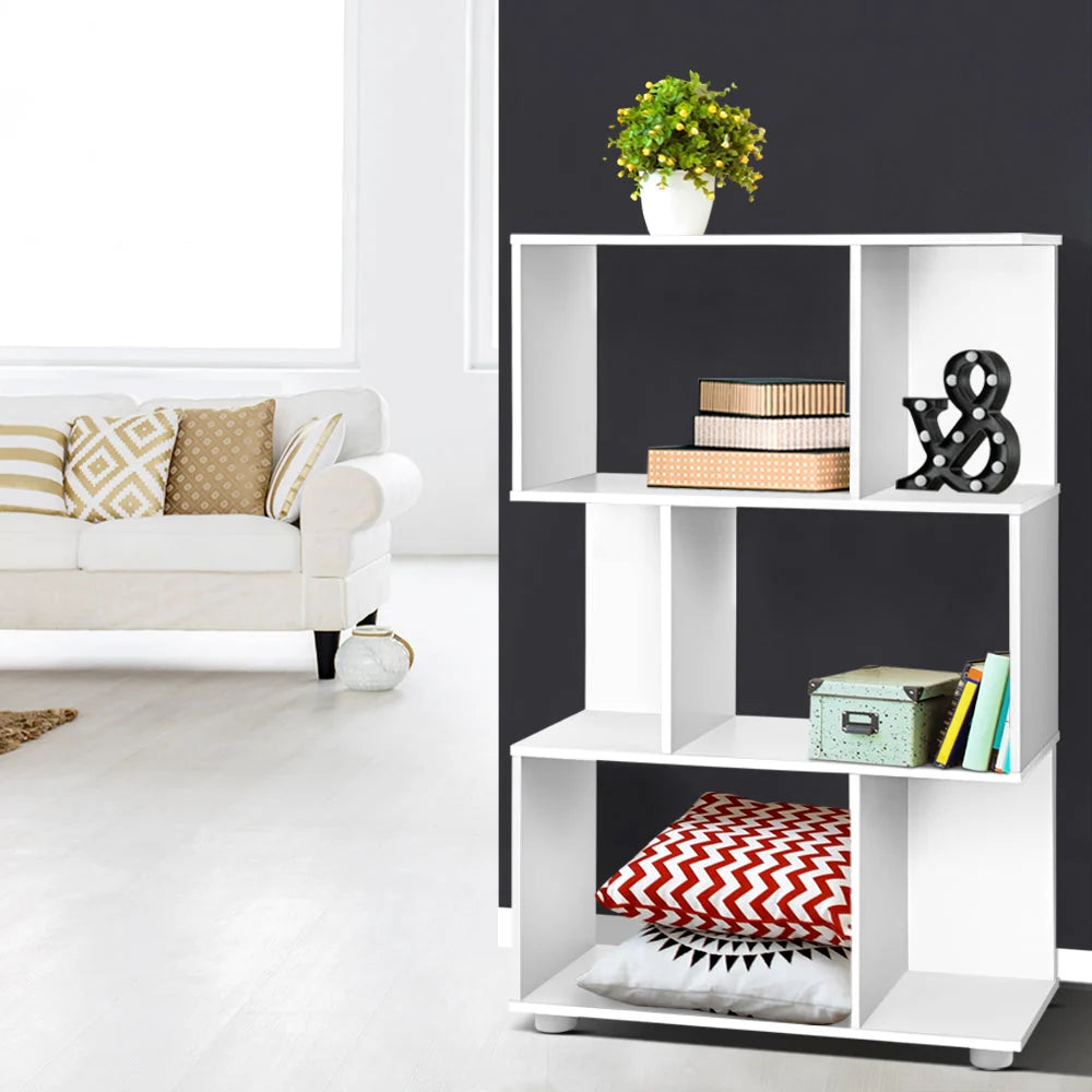 3-Tier Bookshelf Zigzag Open Shelves