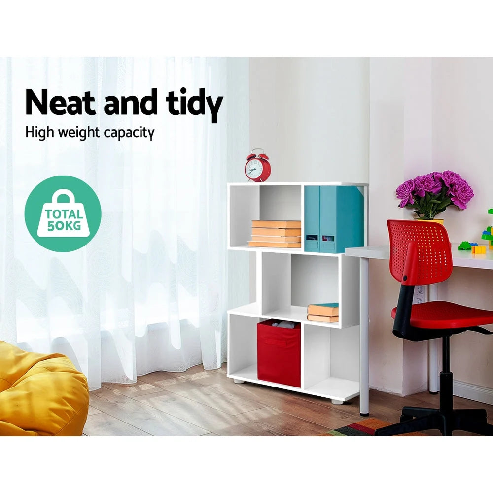 3-Tier Bookshelf Zigzag Open Shelves