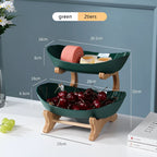 3-Tier Fruit Basket Wooden Stand Removable Trays