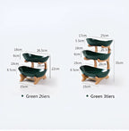 3-Tier Fruit Basket Wooden Stand Removable Trays
