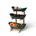 3-Tier Fruit Basket Wooden Stand Removable Trays