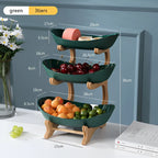 3-Tier Fruit Basket Wooden Stand Removable Trays