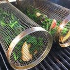 304 Stainless Steel 360° Rotating Grill Basket (Dishwasher-Safe)