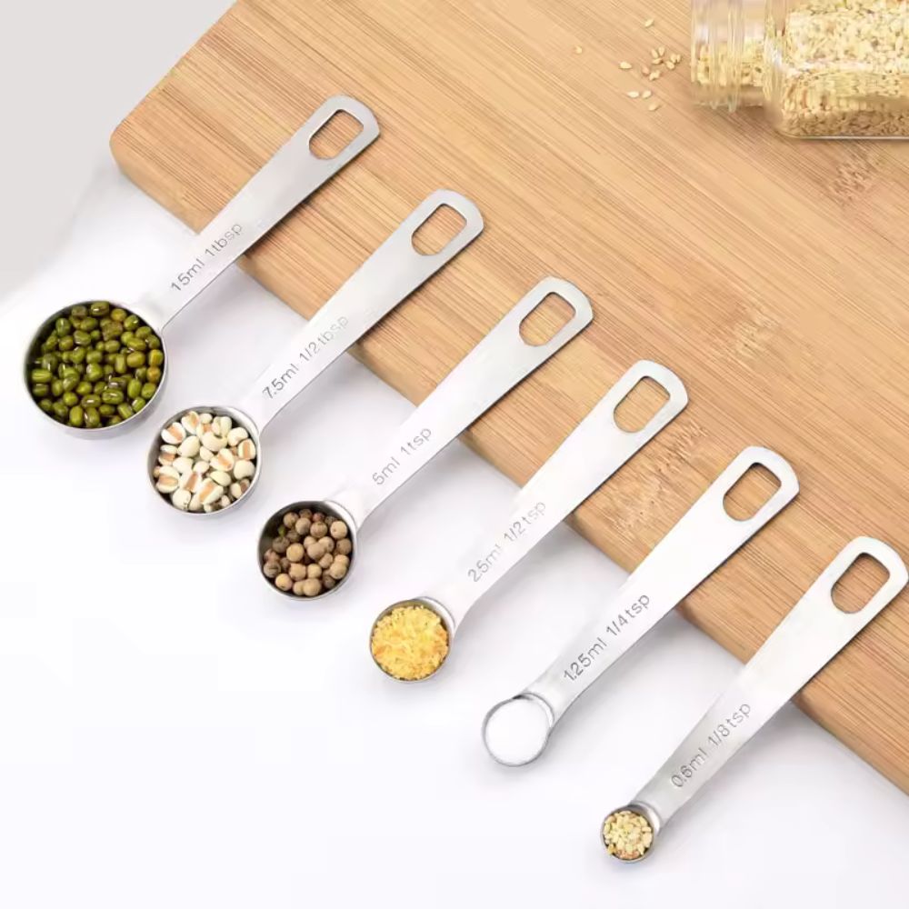 304 Stainless Steel Engraved Measuring Spoons (6-Piece)