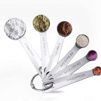 304 Stainless Steel Engraved Measuring Spoons (6-Piece)